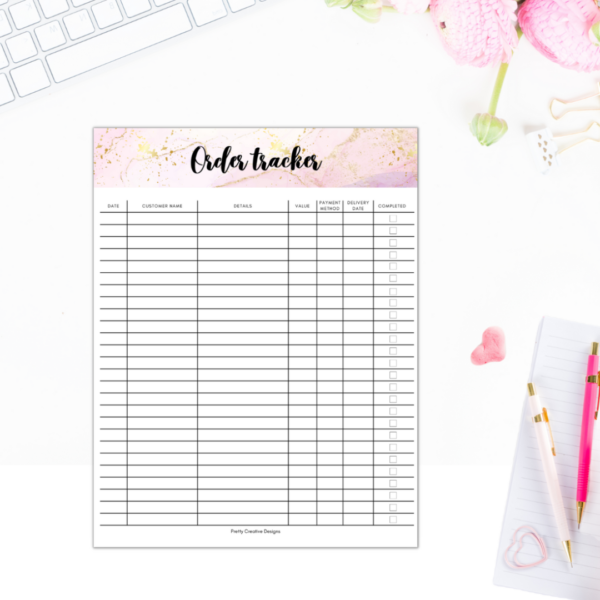 Pink Marble Order Tracker