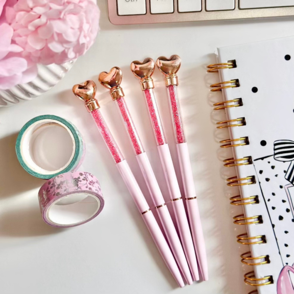 Heart Top Glitter Pens