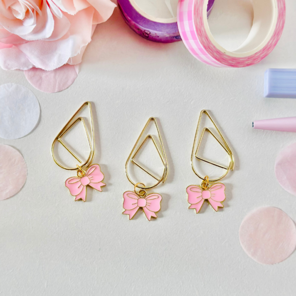 Pink Bow Dangle Clips
