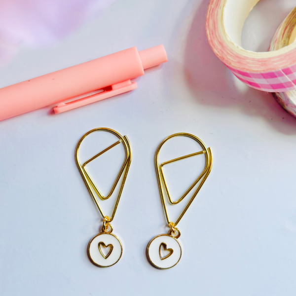 White Heart Dangle Clips