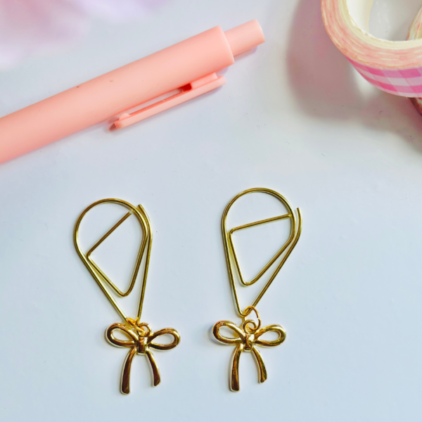 Golden Bow Dangle Clips
