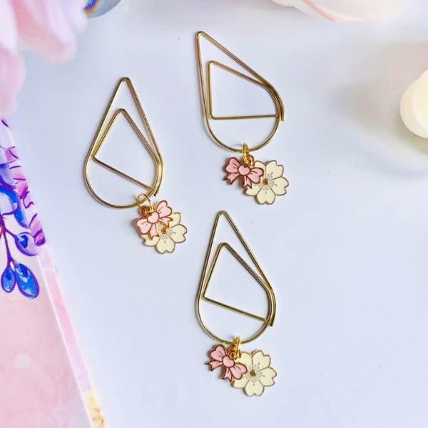 White Cherry Blossom Dangle Clips