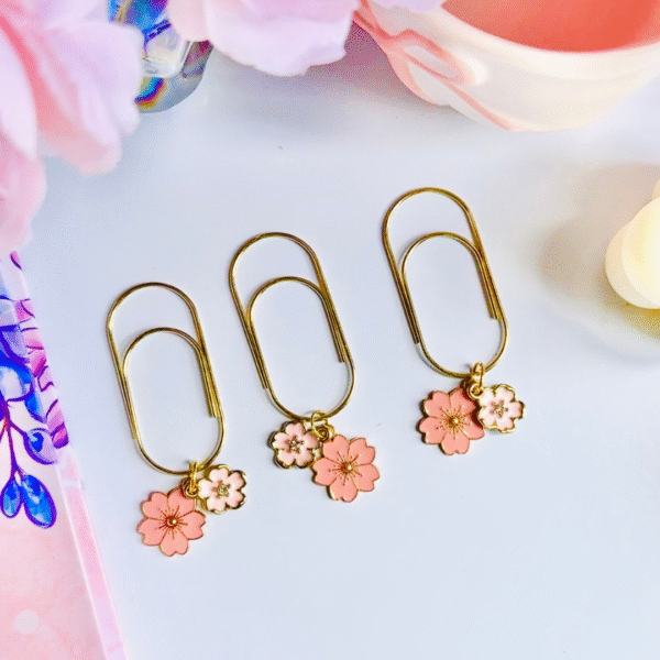 Pink Cherry Blossom Dangle Clips